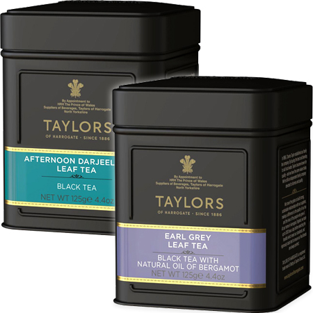 英國Taylors泰勒茶-皇家伯爵紅茶+大吉嶺午茶／2罐 (鐵罐散茶)